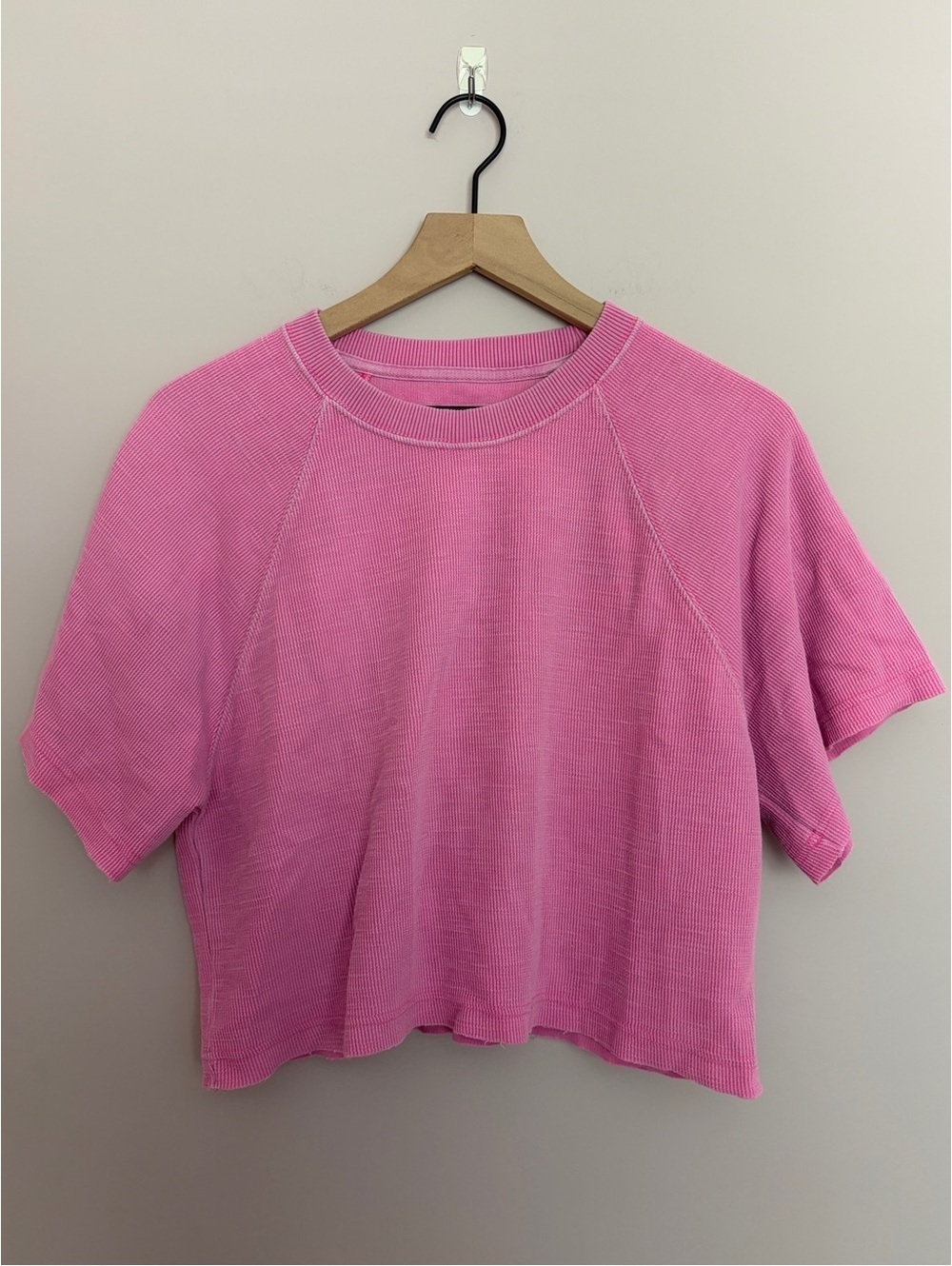 Aerie Lightweight Ribbed Crop T-Shirt Pink Small